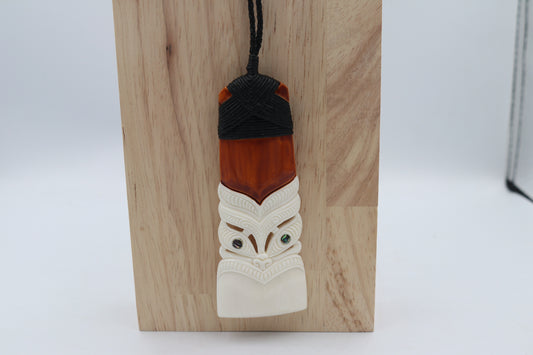 Bone Toki Pendant with Tiki face BT010