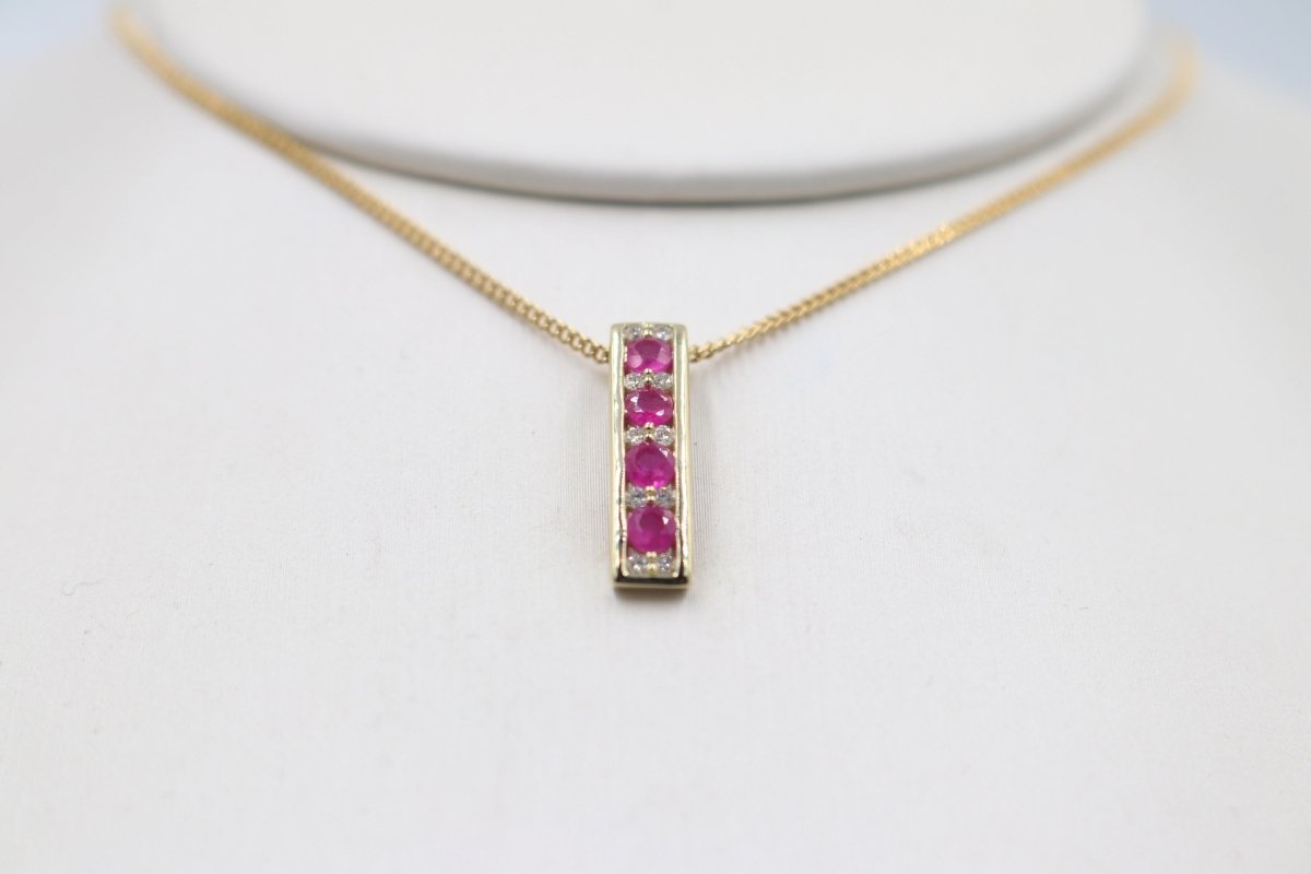 9ct Gold Ruby and Diamond Pendent