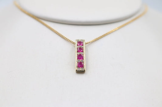 9ct Gold Ruby and Diamond Pendent