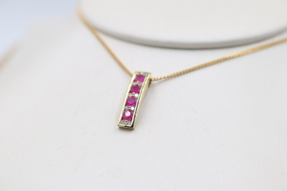 9ct Gold Ruby and Diamond Pendent