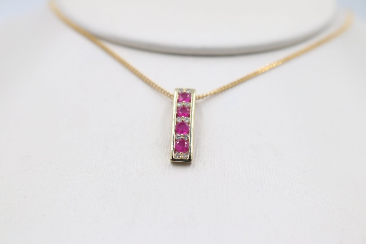 9ct Gold Ruby and Diamond Pendent
