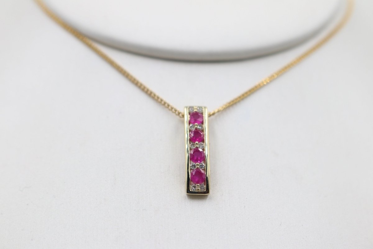 9ct Gold Ruby and Diamond Pendent