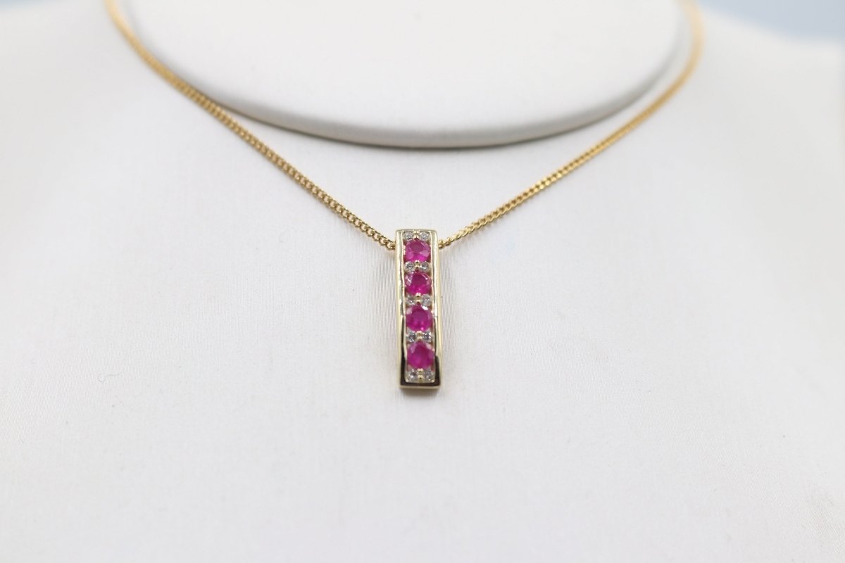 9ct Gold Ruby and Diamond Pendent