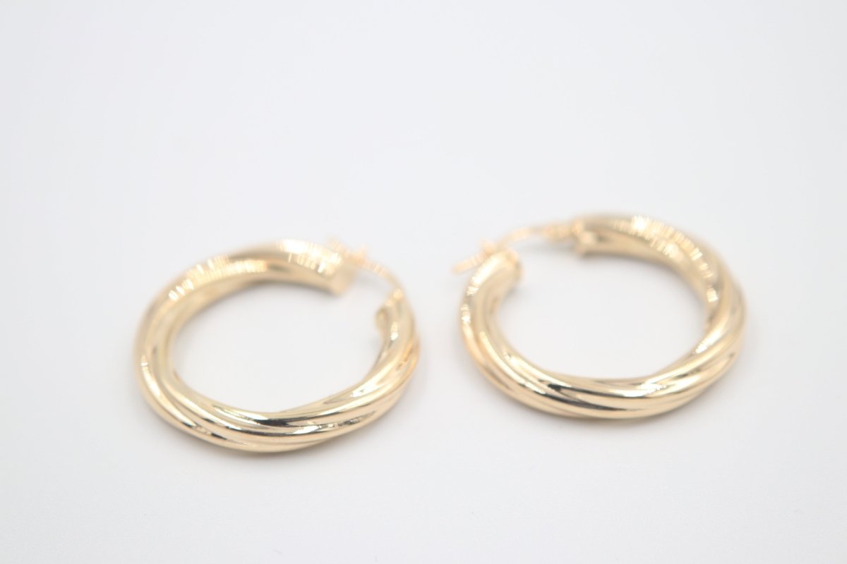 9ct Gold Fancy Twist Hoop Earrings