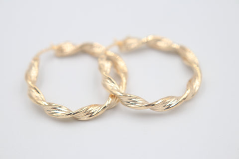 9ct Gold Twist Hoop Earrings