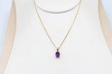 9ct Gold Set Genuine Amethyst Pendent