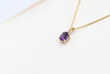 9ct Gold Set Genuine Amethyst Pendent