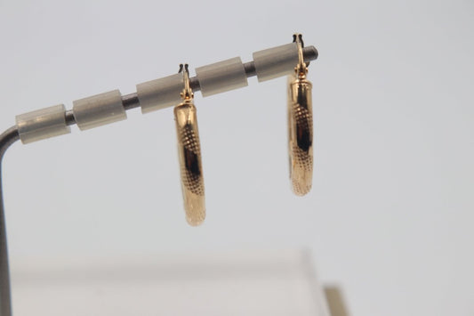 9ct Gold Tiger Stripe Pattern Hoops
