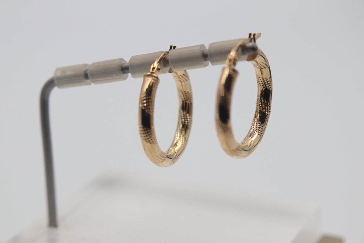 9ct Gold Tiger Stripe Pattern Hoops