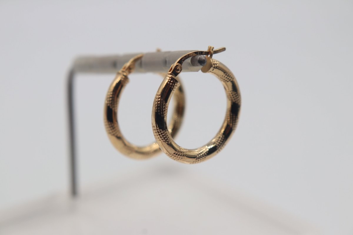 9ct Gold Tiger Stripe Pattern Hoops