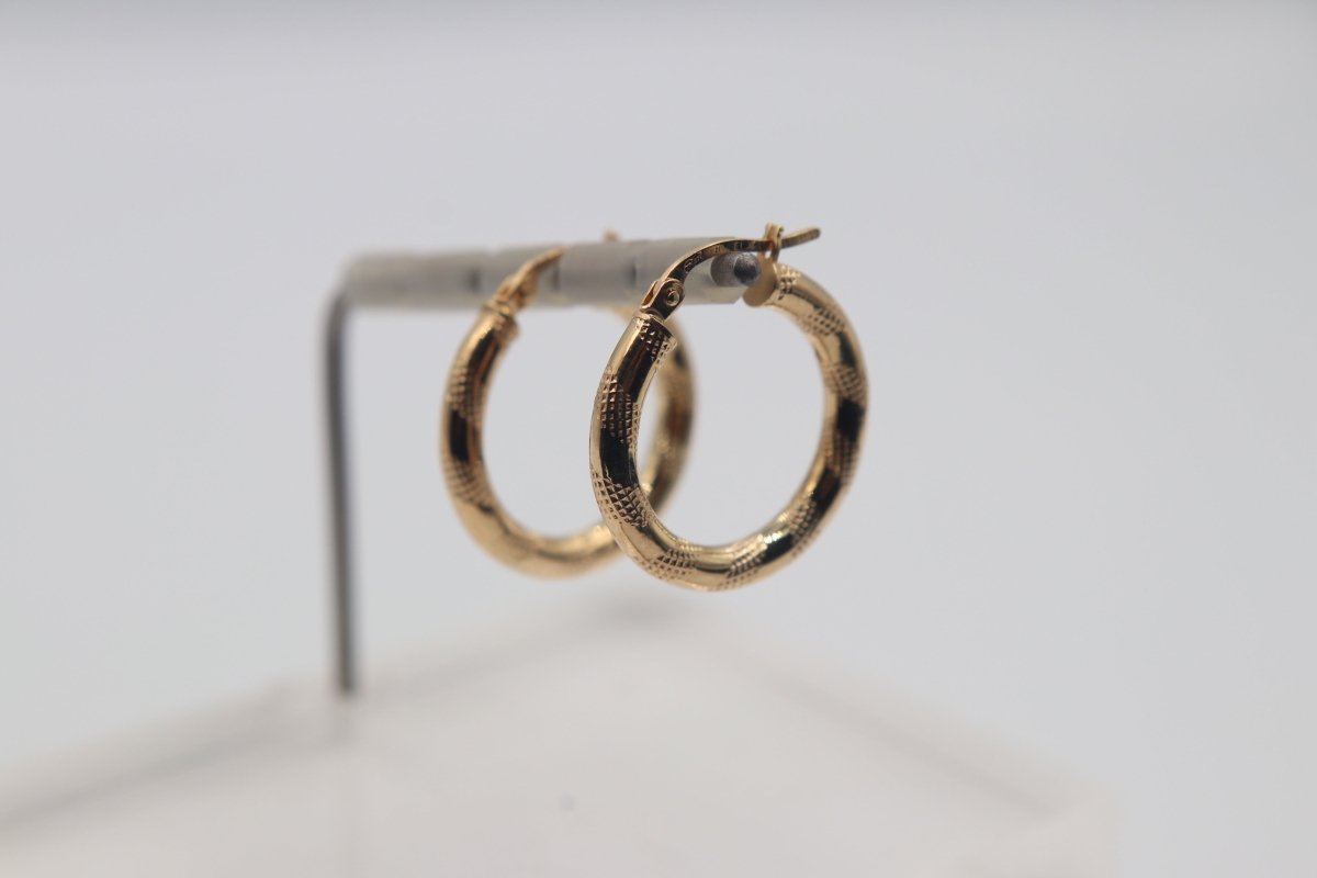 9ct Gold Tiger Stripe Pattern Hoops