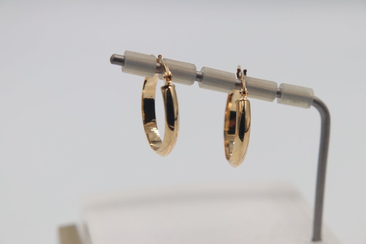 9ct Gold Round Concave Pattern Hoops
