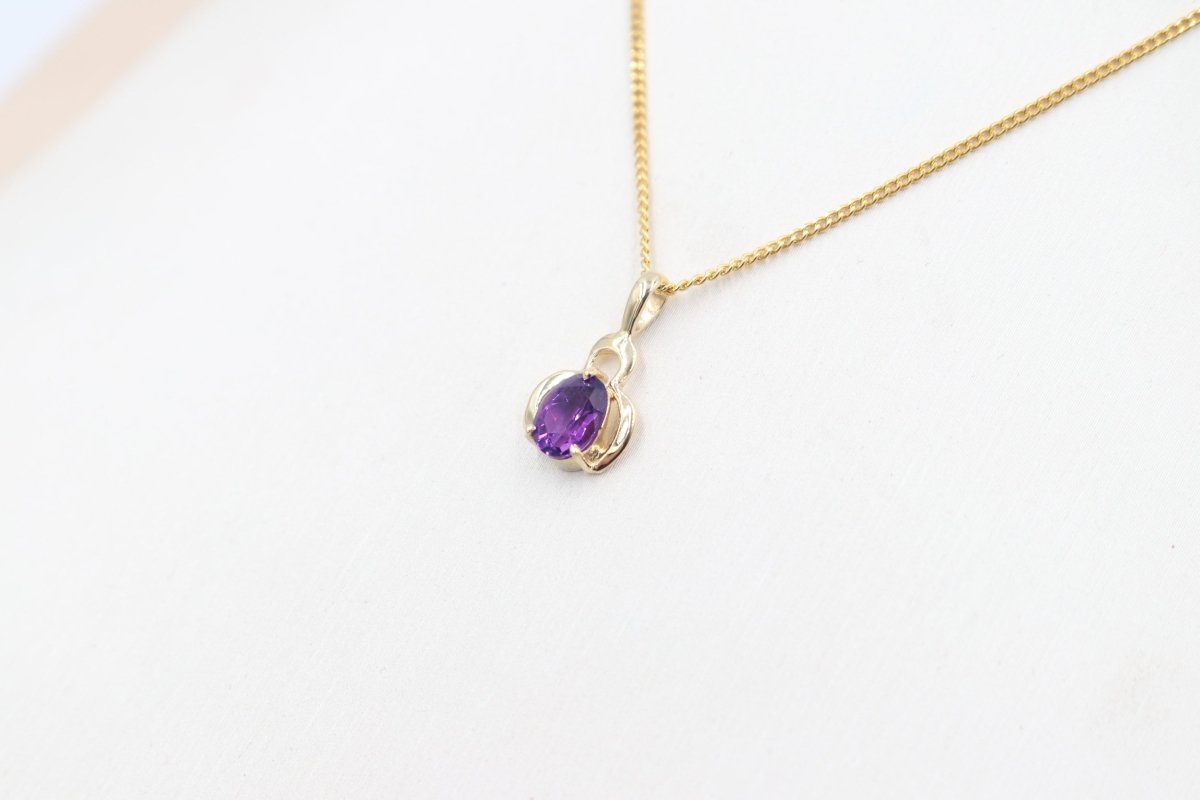 9ct Gold Set Genuine Amethyst Pendent