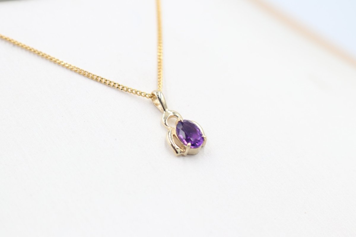 9ct Gold Set Genuine Amethyst Pendent