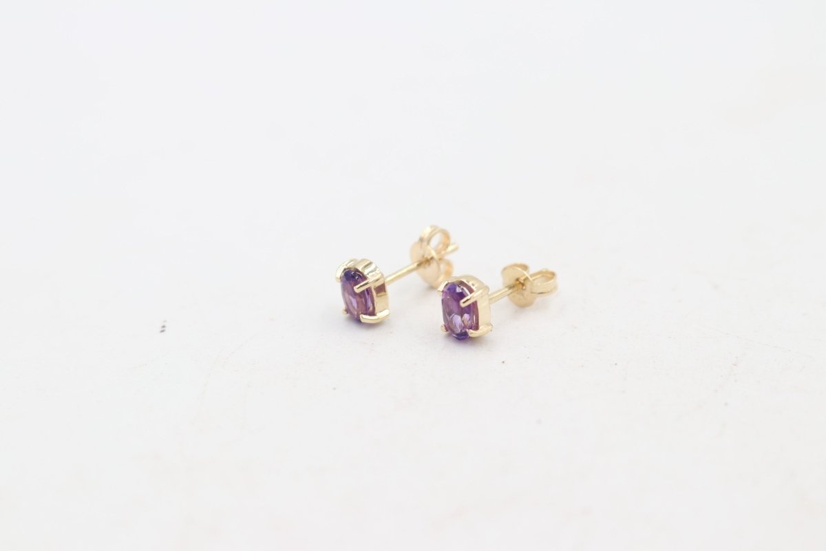 9ct Gold Genuine Amethyst Stud Earrings