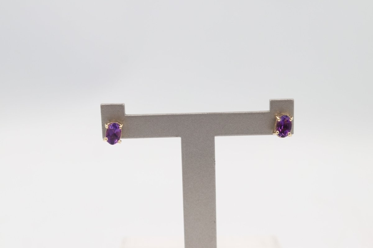 9ct Gold Genuine Amethyst Stud Earrings