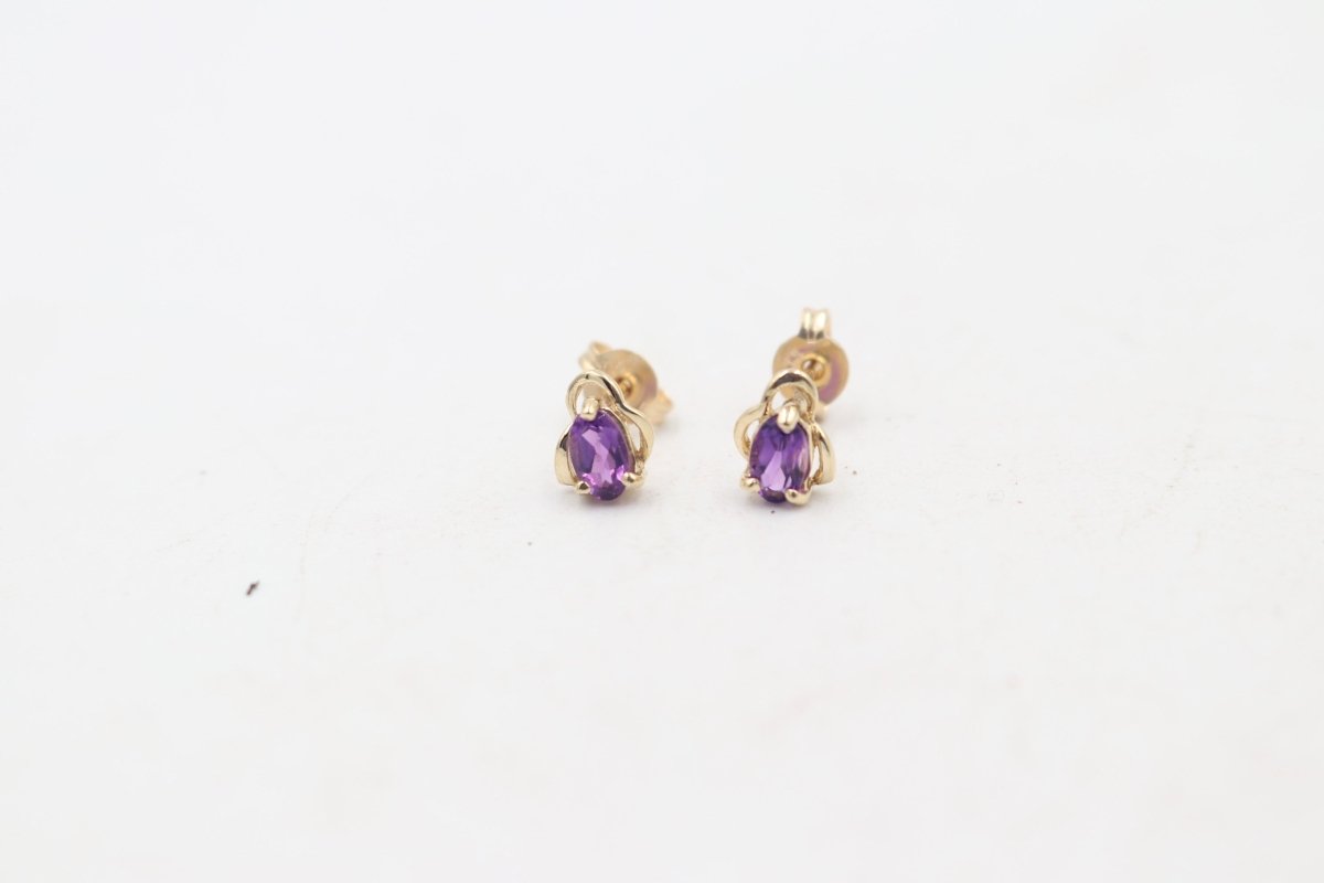 9ct Gold Genuine Amethyst Stud Earrings