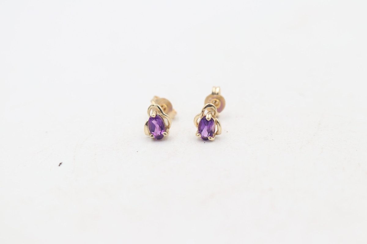 9ct Gold Genuine Amethyst Stud Earrings