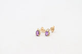 9ct Gold Genuine Amethyst Stud Earrings