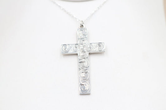 Stg Silver Engraved Cross SC16EN