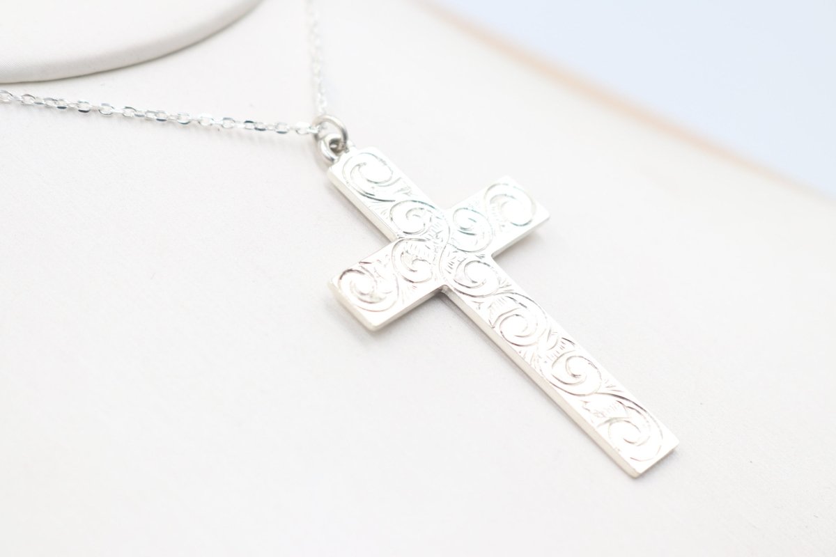 Stg Silver Engraved Cross SC16EN