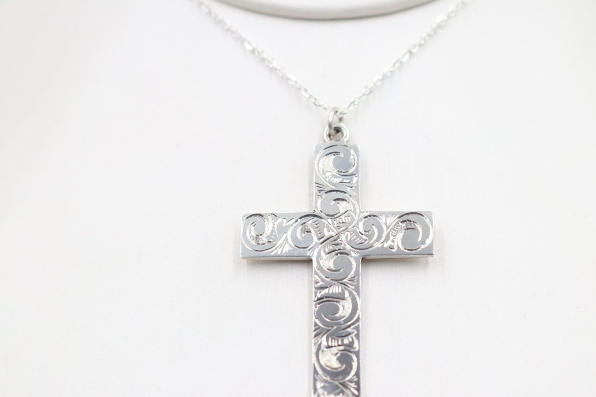 Stg Silver Engraved Cross SC16EN