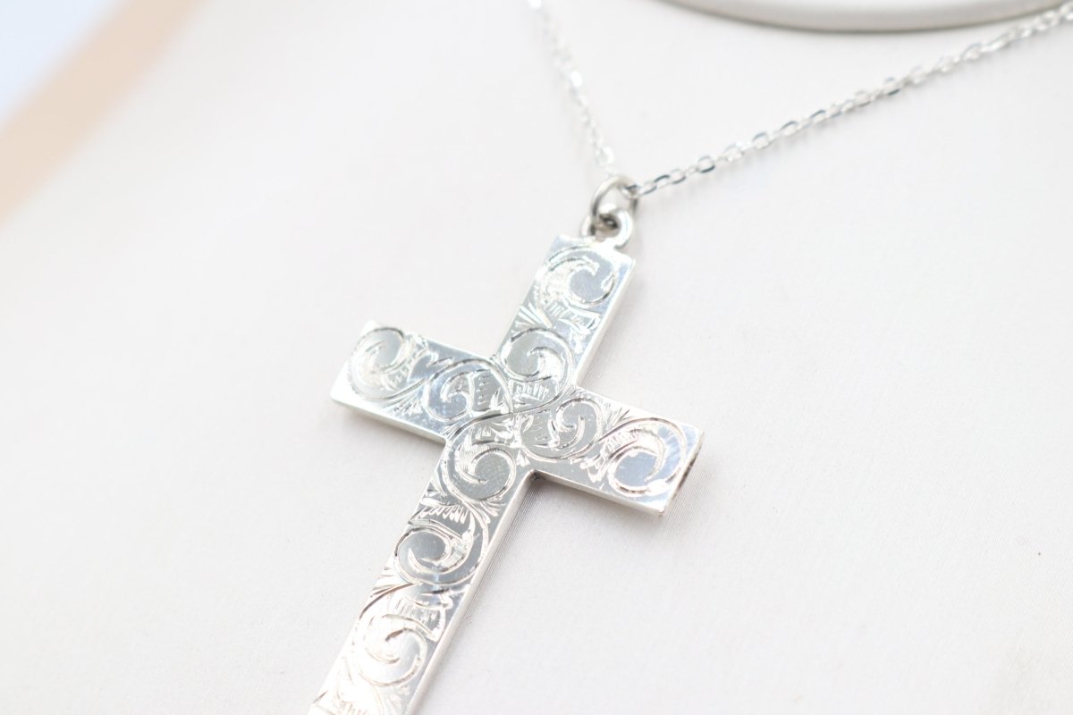 Stg Silver Engraved Cross SC16EN