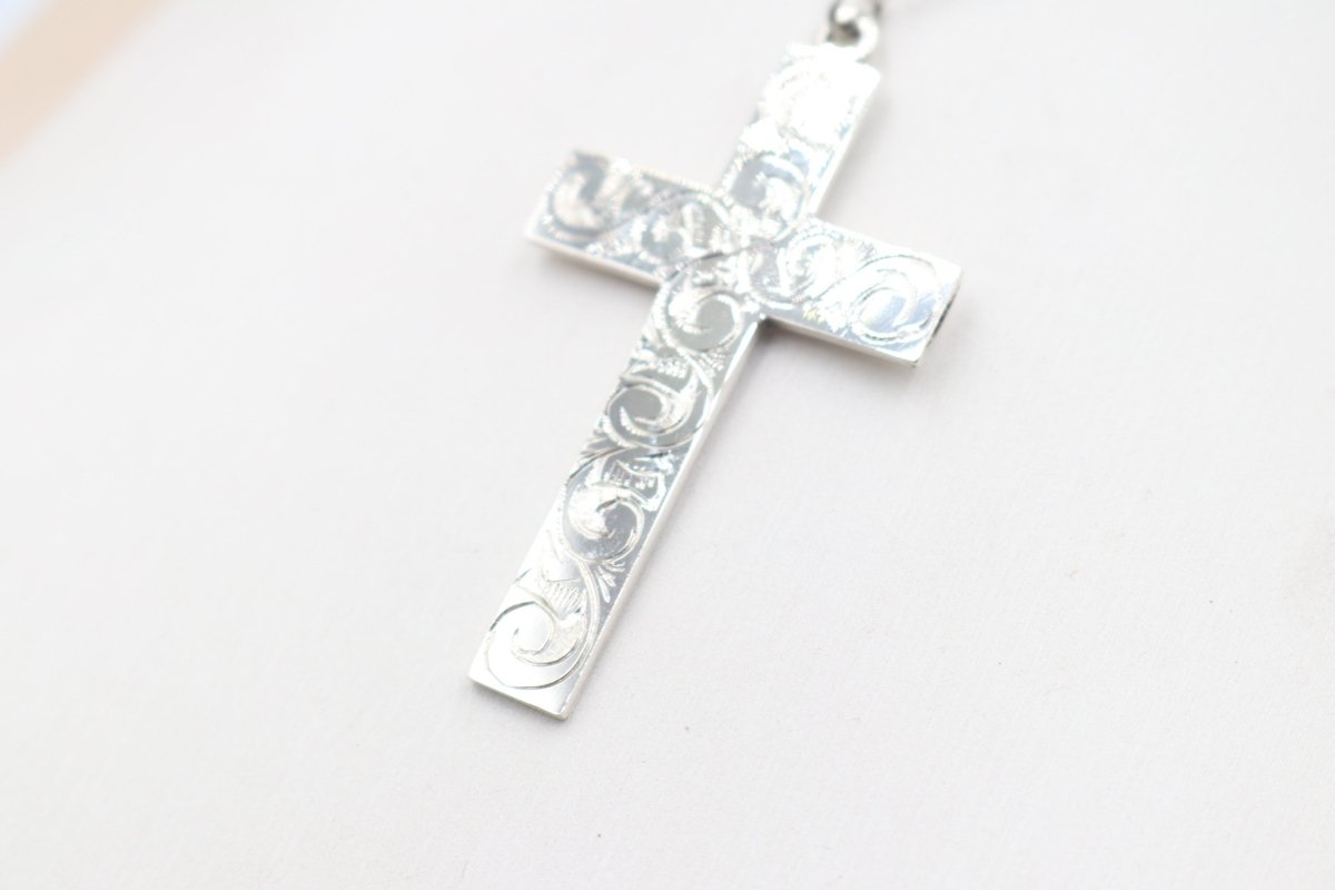 Stg Silver Engraved Cross SC16EN