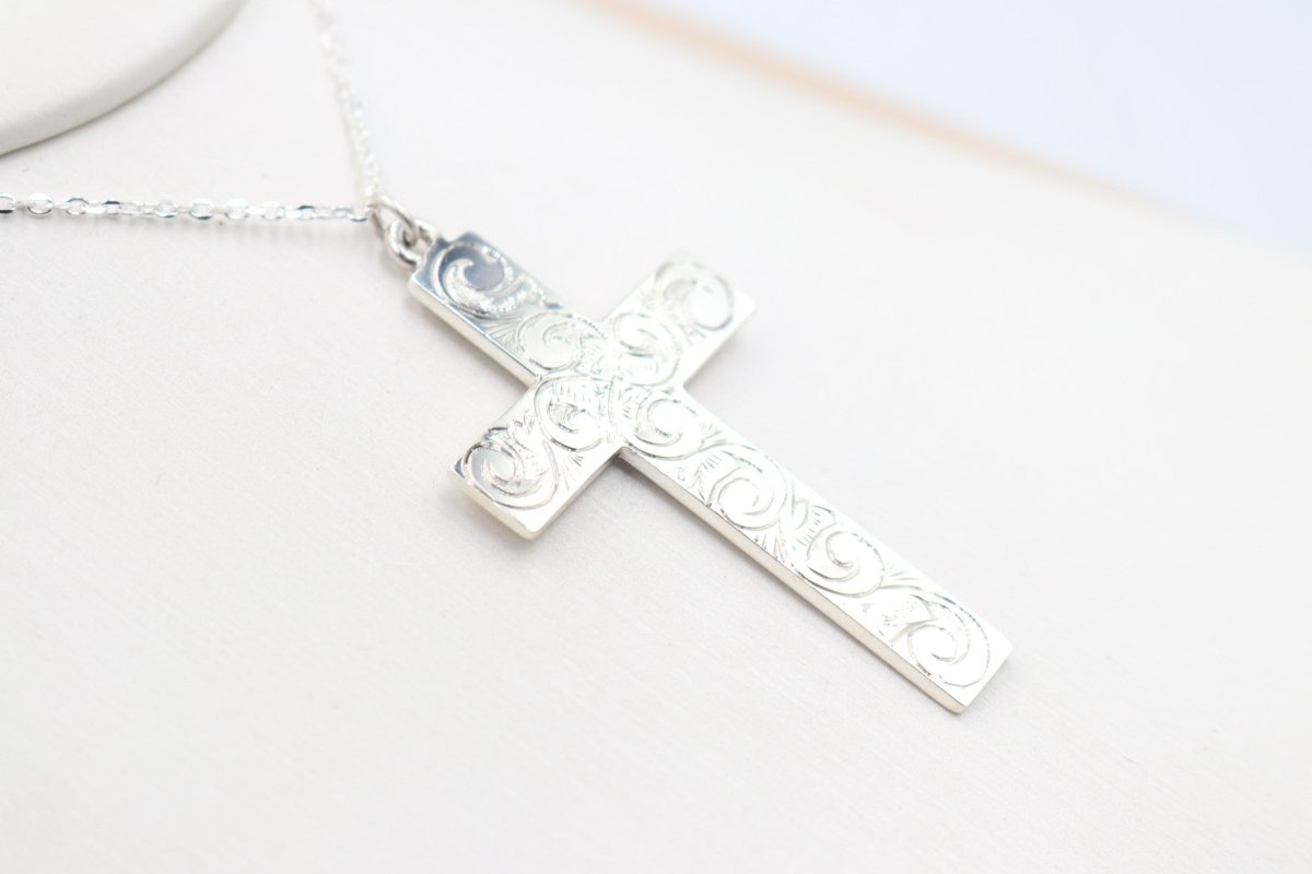 Stg Silver Engraved Cross SC16EN