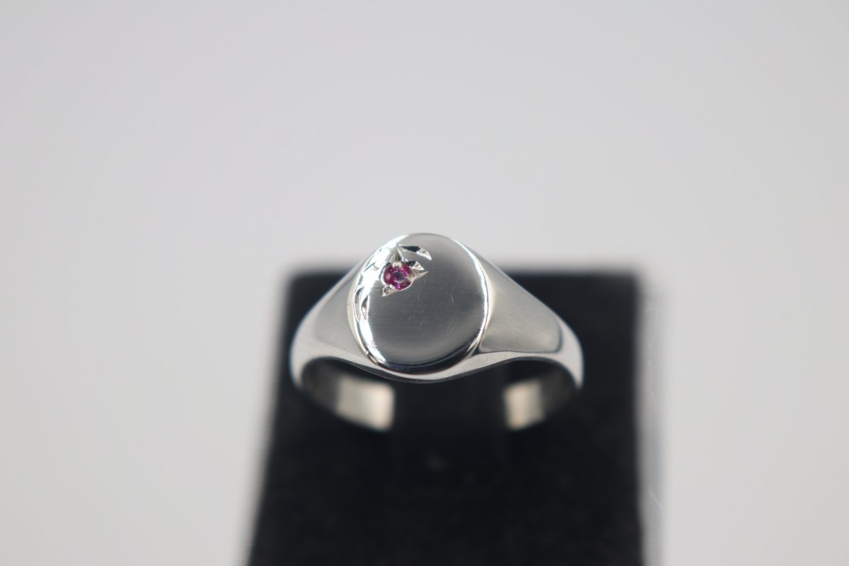 Stg Silver Girls Oval Signet Ring