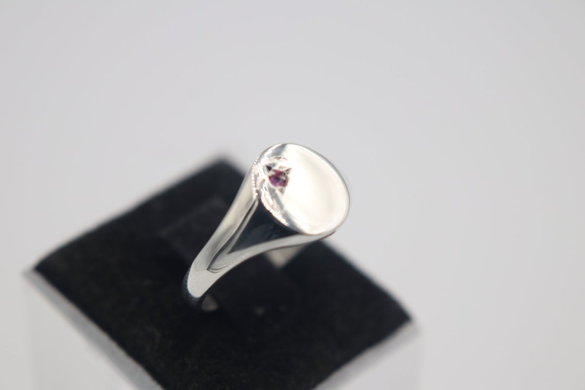 Stg Silver Girls Oval Signet Ring