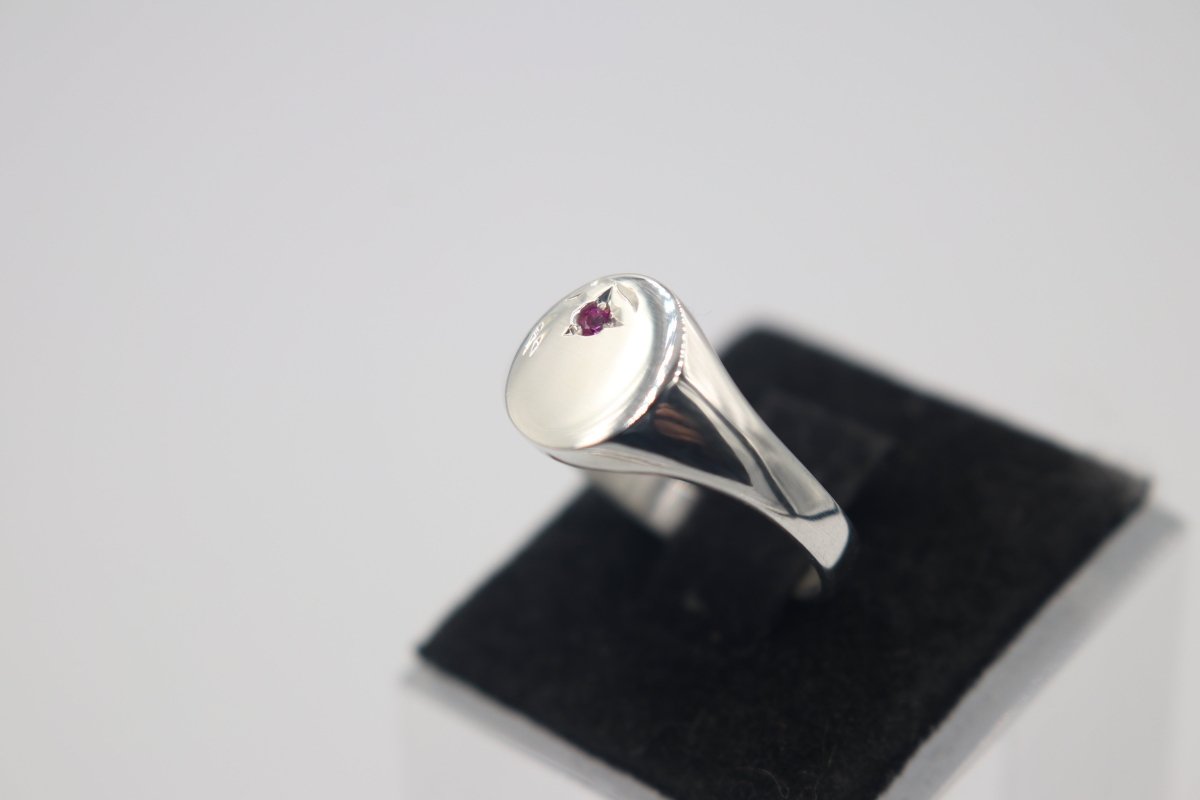 Stg Silver Girls Oval Signet Ring