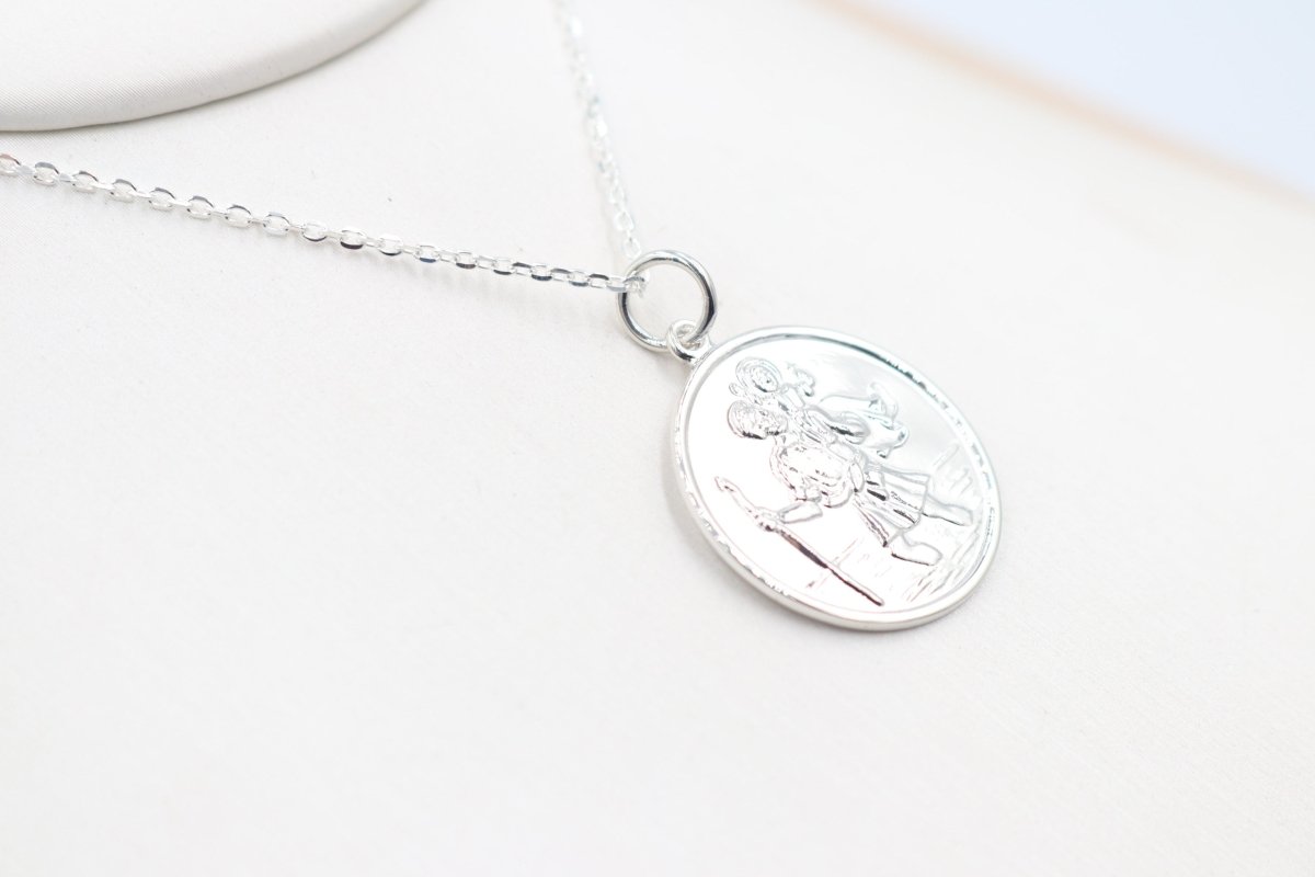 Solid Stg silver Saint Christopher Pendent VXS210