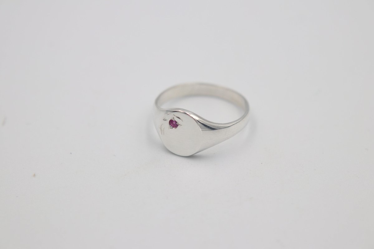 Stg Silver Girls Oval Signet Ring