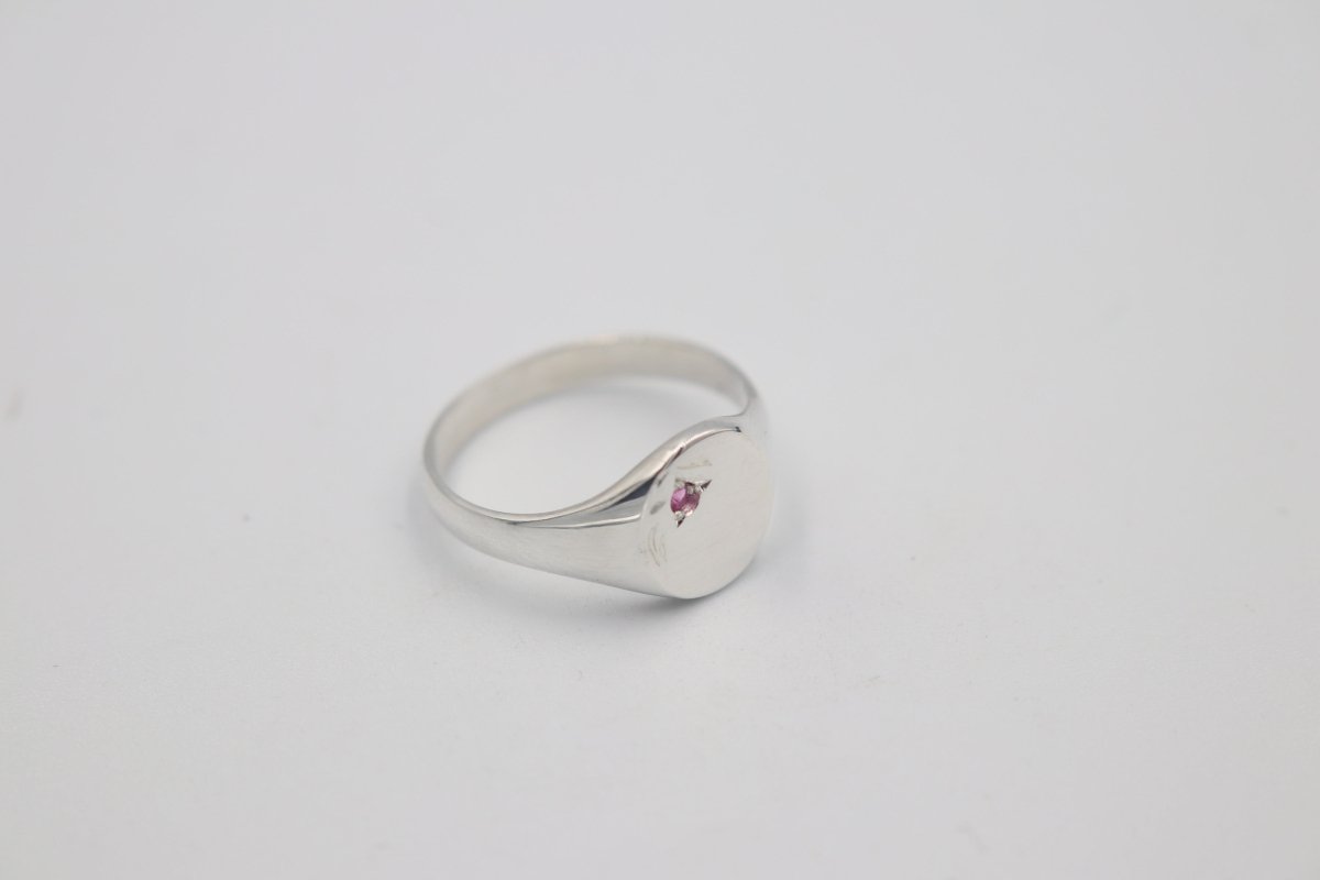 Stg Silver Girls Oval Signet Ring