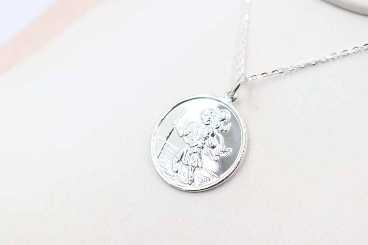 Solid Stg silver Saint Christopher Pendent VXS210