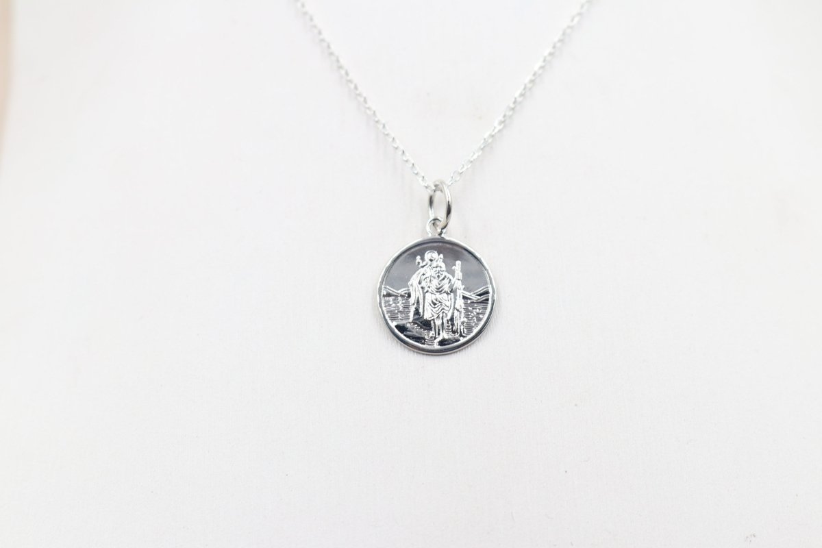Solid Stg silver Saint Christopher Pendent VXS202