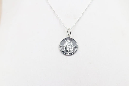 Solid Stg silver Saint Christopher Pendent VXS202