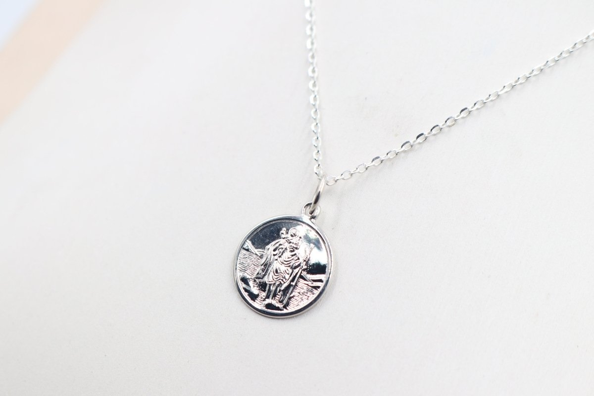 Solid Stg silver Saint Christopher Pendent VXS202