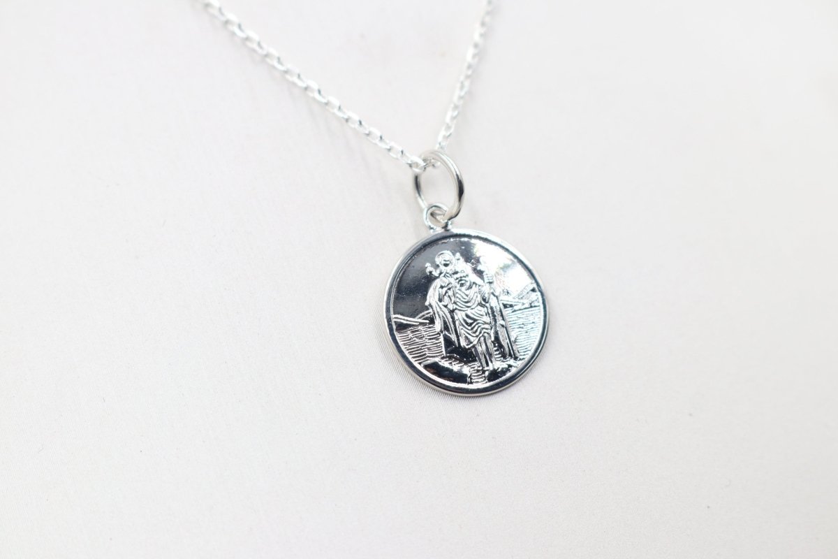 Solid Stg silver Saint Christopher Pendent VXS202