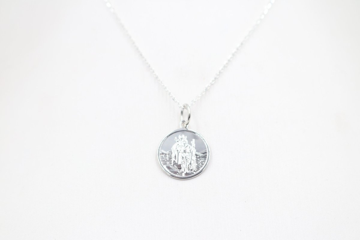 Solid Stg silver Saint Christopher Pendent VXS202