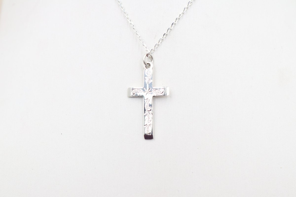 Stg Silver Engraved Cross