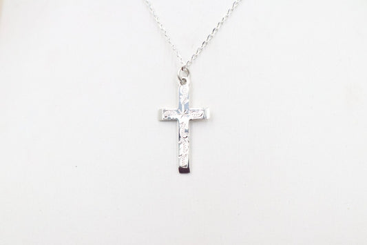 Stg Silver Engraved Cross