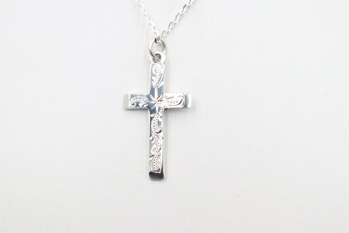Stg Silver Engraved Cross