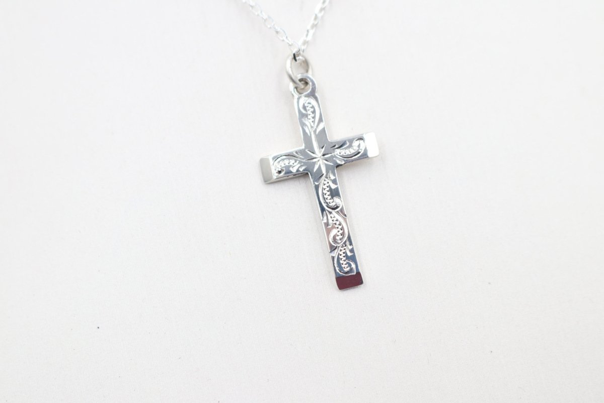 Stg Silver Engraved Cross