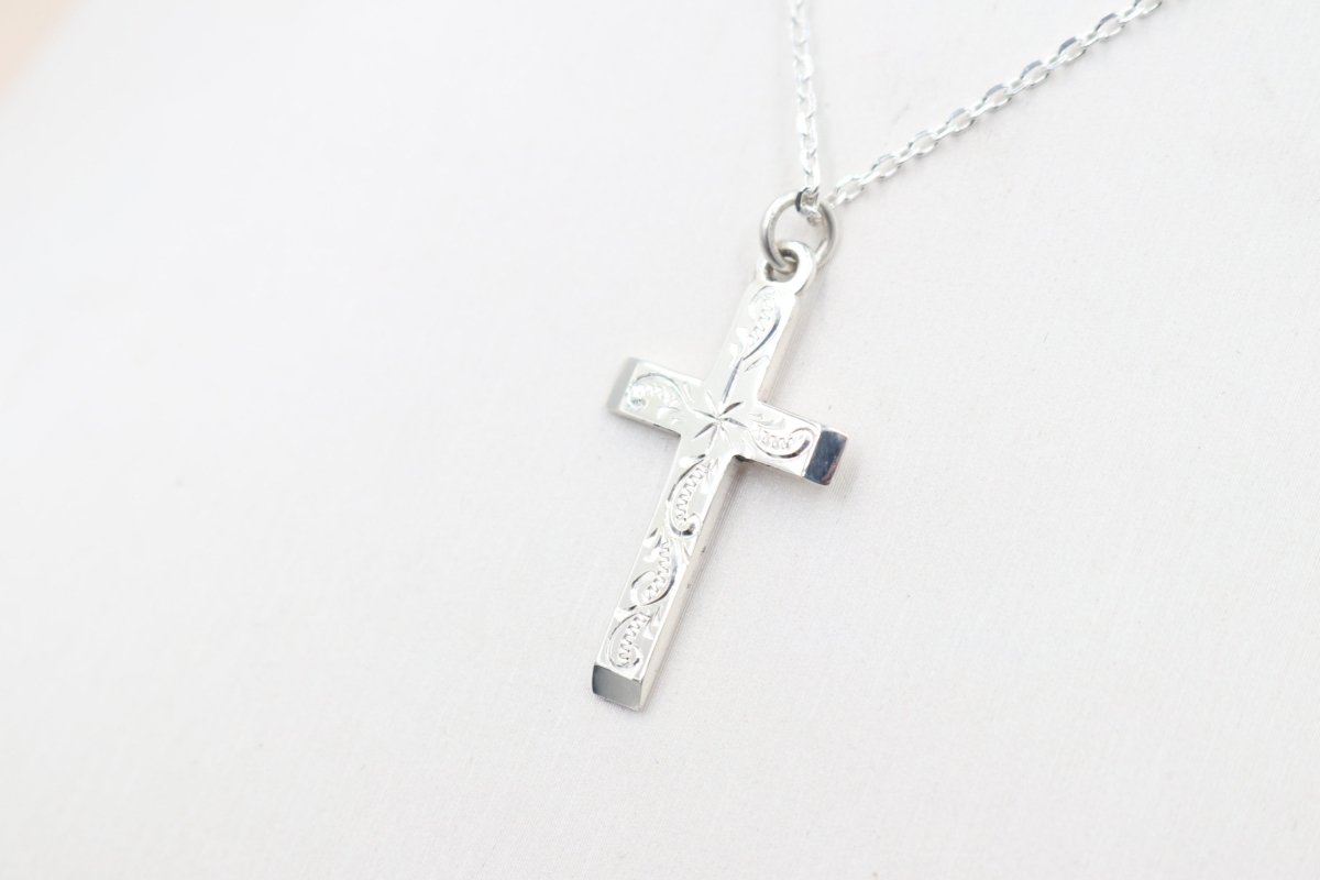 Stg Silver Engraved Cross