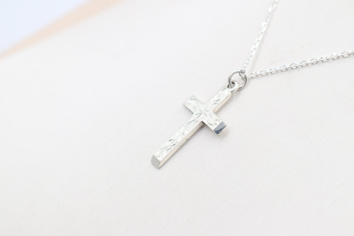 Stg Silver Engraved Cross