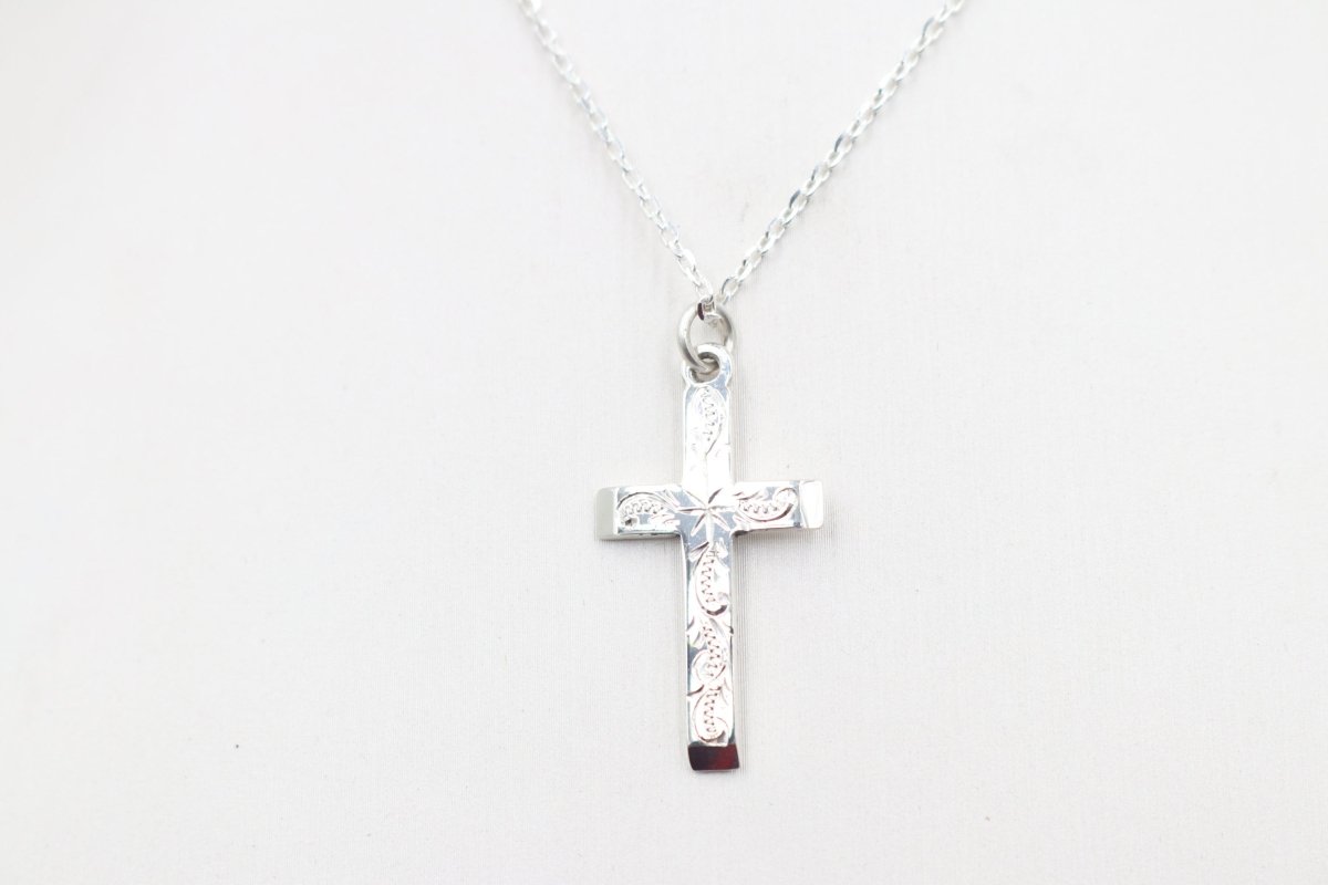 Stg Silver Engraved Cross