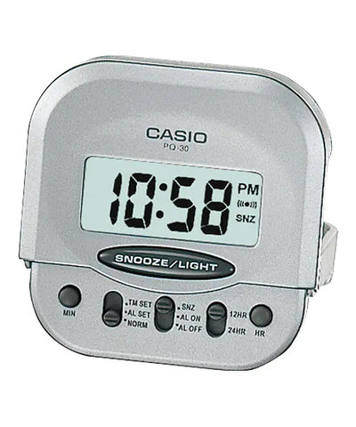 Casio Grey Bedside Digital Alarm Clock - PQ-30-8