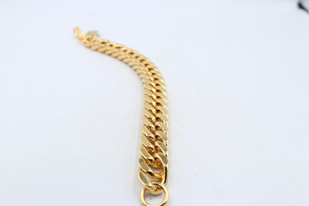 Gold Plated  Heavy Curb link Bracelet 23cm GP04